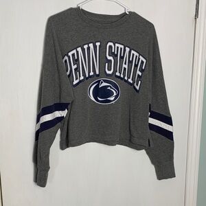 90s Soft Gray Penn State Nittany Lions Cropped Cotton Blend Sweater Varsity M